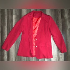 Womens Suit Blazer Jacket Padded Shoulder RED Size LARGE NEW